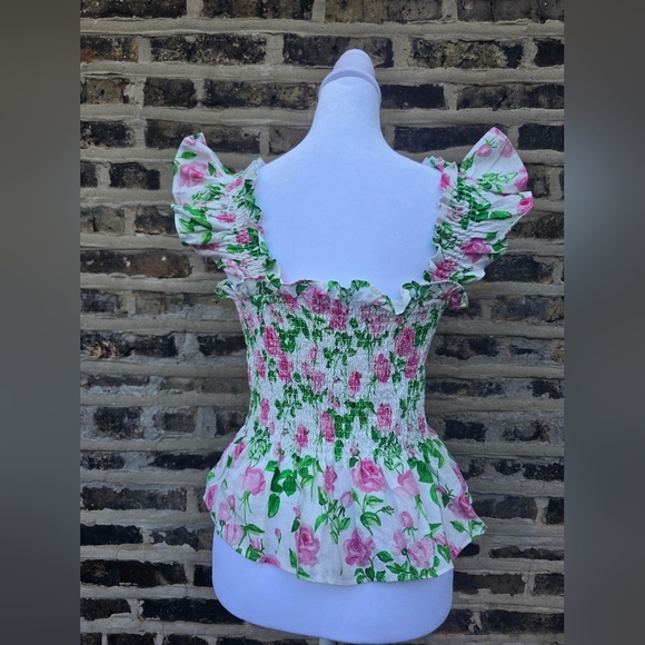 Hill House Floral Smocked Blouse - Pink and Green - Picture 4 of 4